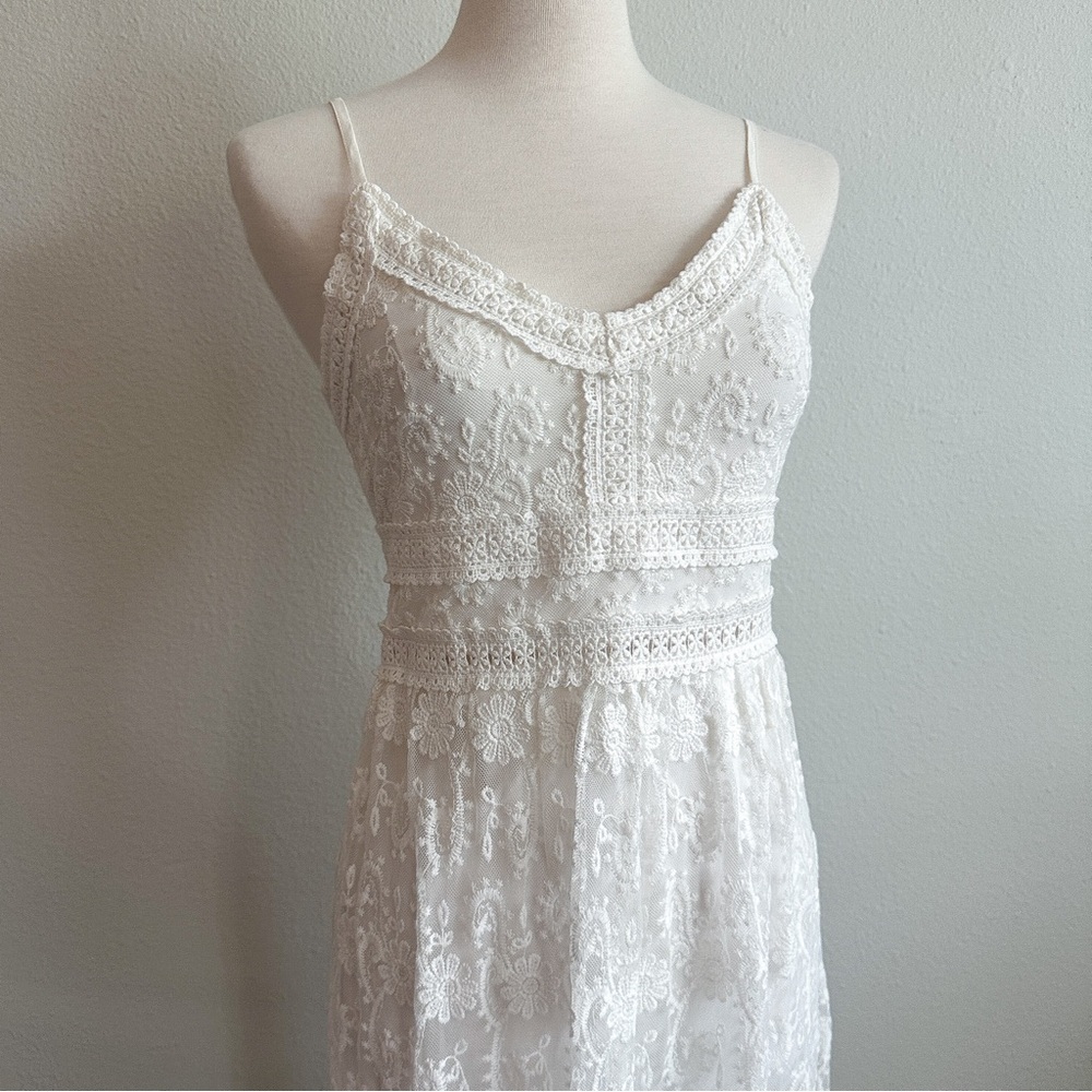 NWT Altar’d State Cami Strap White Lace Maxi Dress | Size XS Extra Smalll